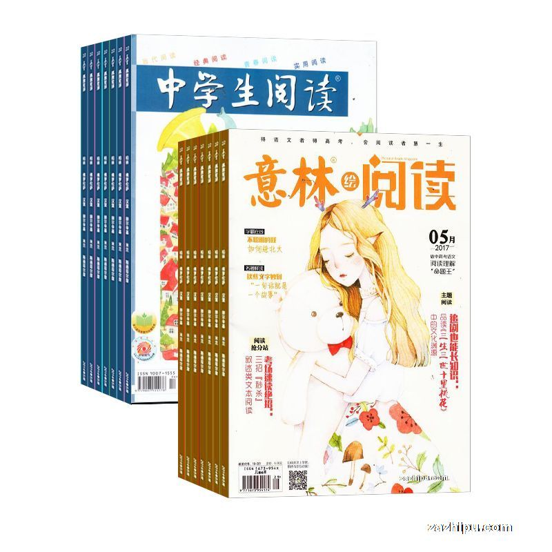 意林绘阅读(1年共12期)+中学生阅读初中版读写(1年共12期)两刊组合订阅(杂志订阅)