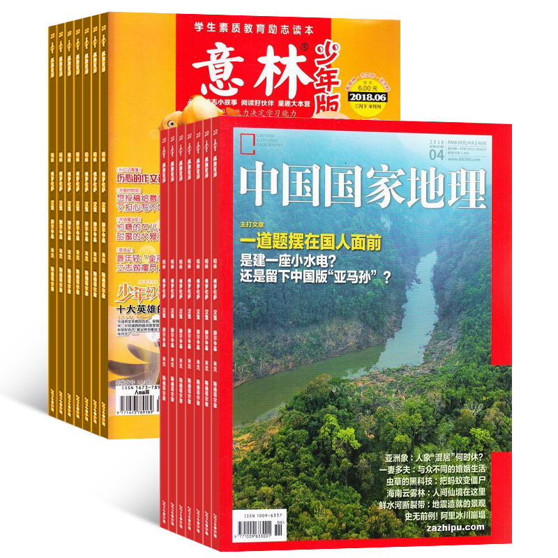 意林少年版(1年共24期)+中国国家地理(1年共12期)两刊组合订阅(杂志订阅)